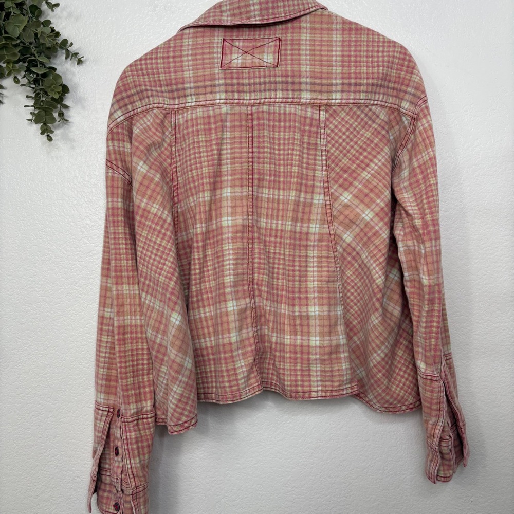 Free People We The Free Remade Plaid Top Red Combo Button Front Shirt Small - Picture 10 of 10